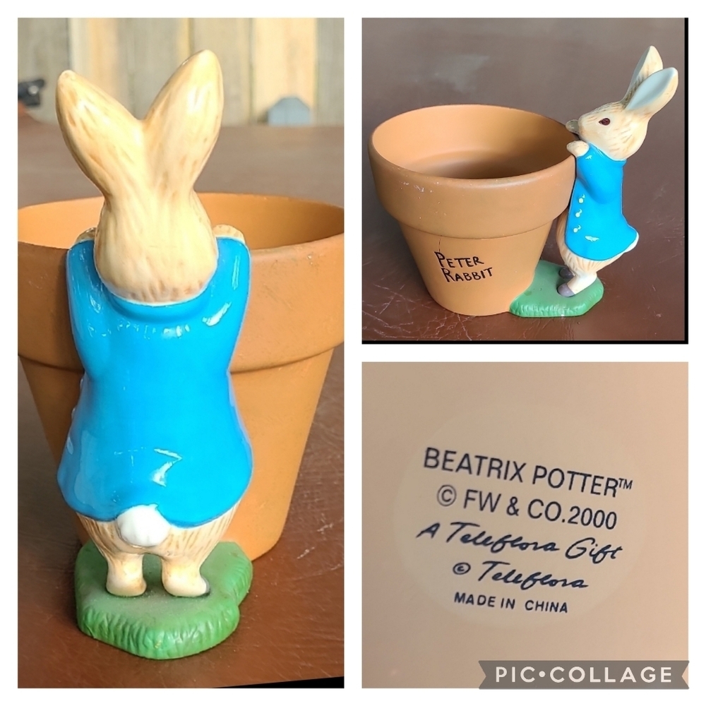 Peter Rabbit Planter Blue Coat Vintage 2000 Beatrix Potter‎ Flower Pot